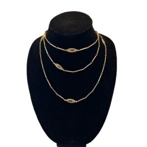 Vintage Long Gold Tone Necklace 54”